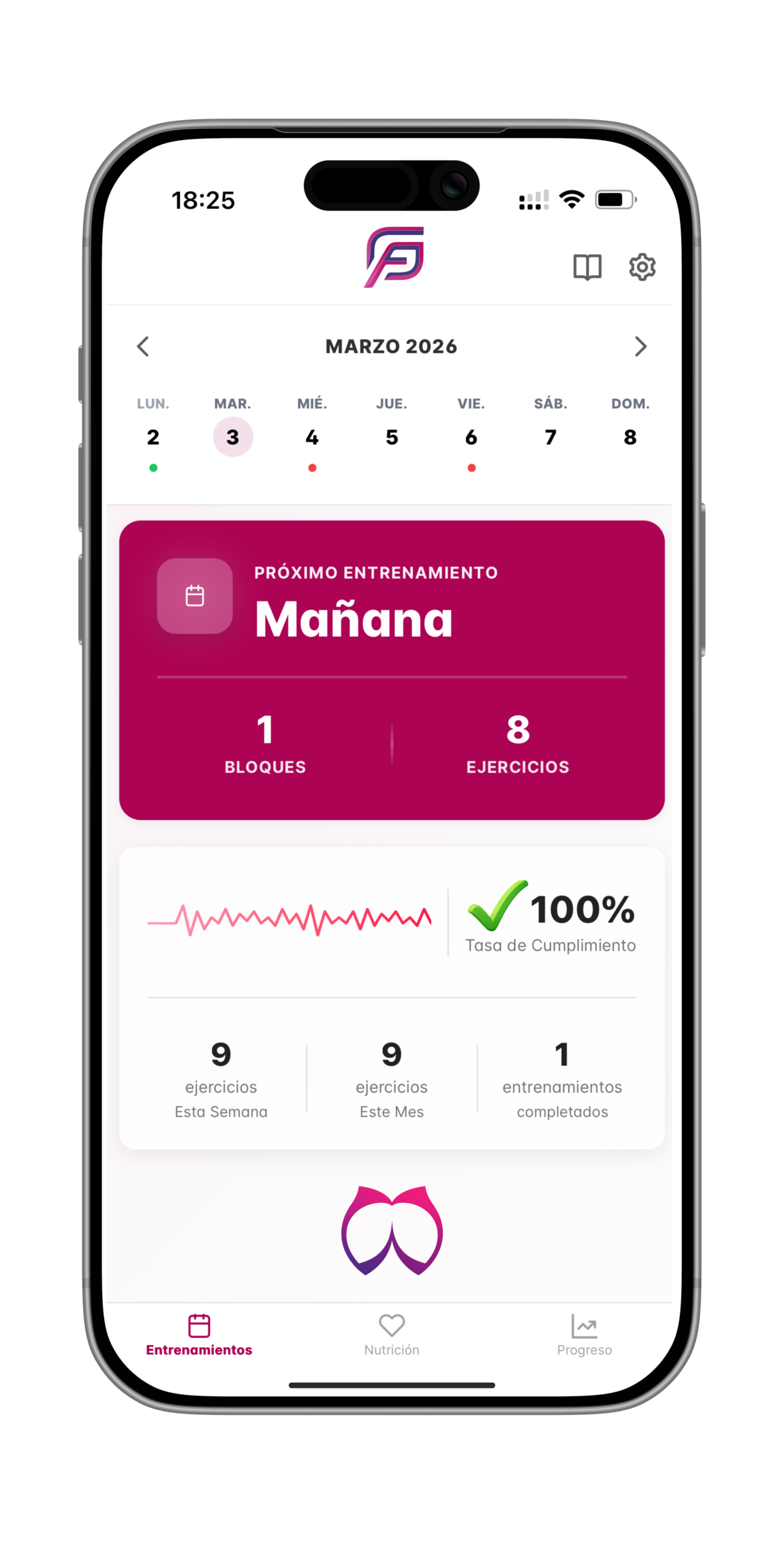 Vista semanal de entrenamiento
